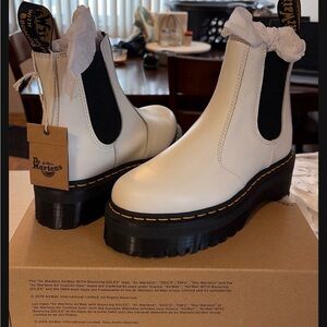 Dr. Martens White Ankle Boots with Black Accents